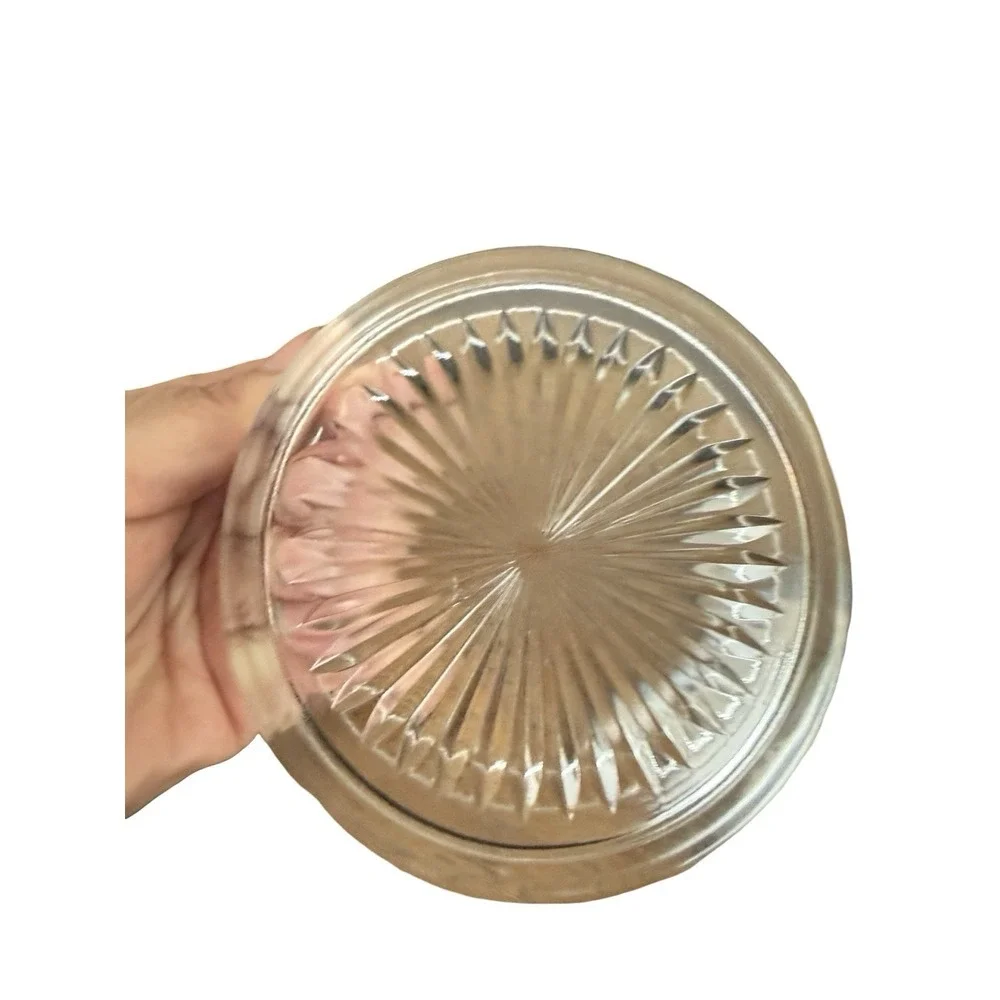 RODNEY KENT Hammered Aluminium Lid Round Glass Candy Dish Tulips 5x3